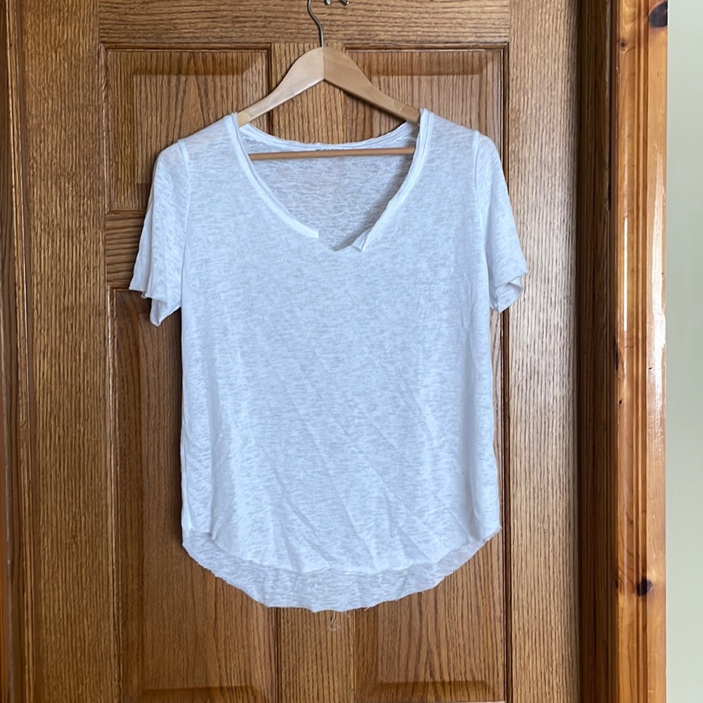 Distressed semi sheer oversized tee